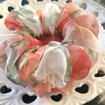 ❣️❣️100円引き❣️❣️🌹ハニーローズ🌹さらにもこもこ✨ふわもこオーガンジー&シフォンシュシュ❤(オレンジローズ×パステルオレンジ)