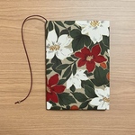  《 四六判》ブックカバー  ハンドメイド フラワー ゴールドライン レッド