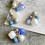 4pcs★charm・natural agate mix blue（天然石ミックスチャーム）