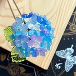 【金具変更再販】紫陽花のかんざし　水色と薄紫のグラデーション色