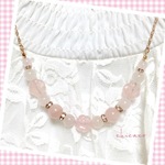 ★SALE 天然石ローズクォーツのピンクゴールドネックレス