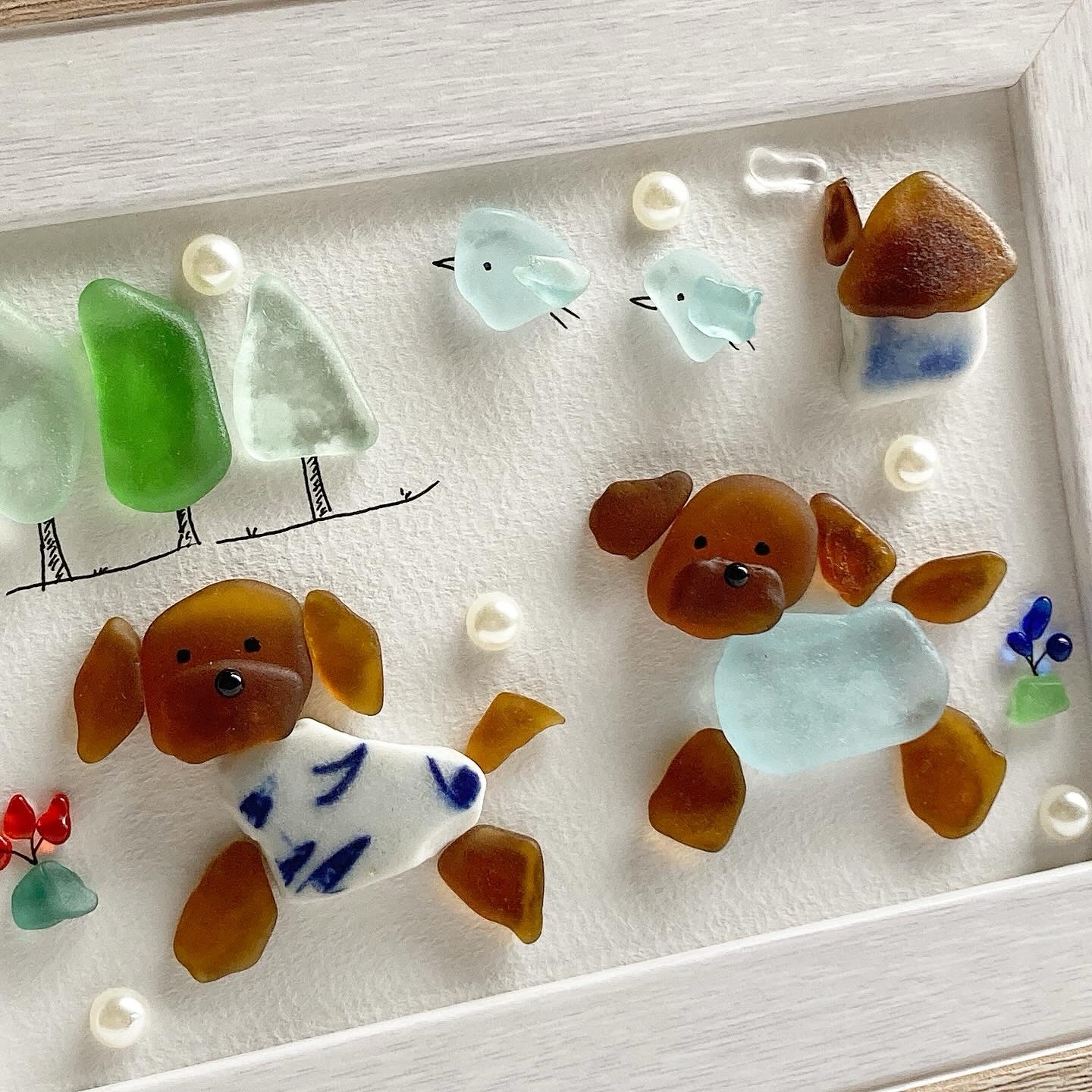 星に願いを　うちの子シーグラスアート　ダックスフンド　ラブラドールレトリバー 星に願いを うちの子シーグラスアート ダックスフンド