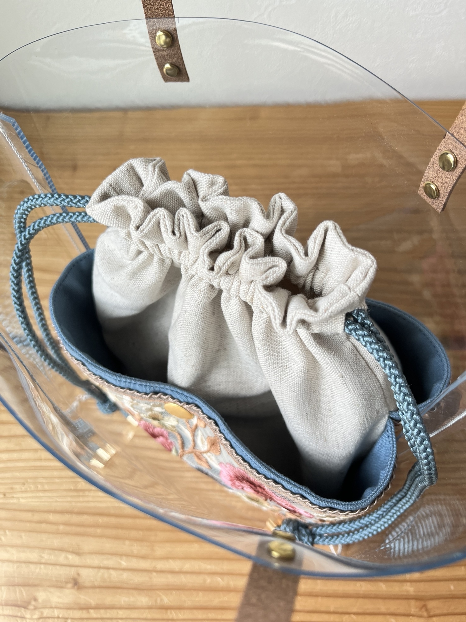 3way クリアバッグinインド刺繍リボンポーチ - midori world | minne
