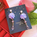 パープルグラデーション✨️雨上がりの紫陽花💠🌿‬ ܸレディース ハンドメイド ピアス イヤリング お洒落 ドロップ 雫 ジルコニア アクセサリー