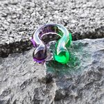 ガラスの軟骨ミニイヤーカフ リング（緑色・クリアパープル・とんぼ玉）2