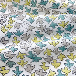 インド ブロックプリント生地 [50cm単位] バード グリーン系 IF0003 ファブリック 小鳥 とり