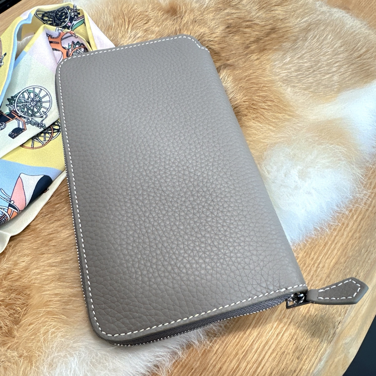 長財布（ファスナー財布·グレージュxイエロー）