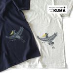 型染め　飛んでるハシビロコウのTシャツ　ステンシル 