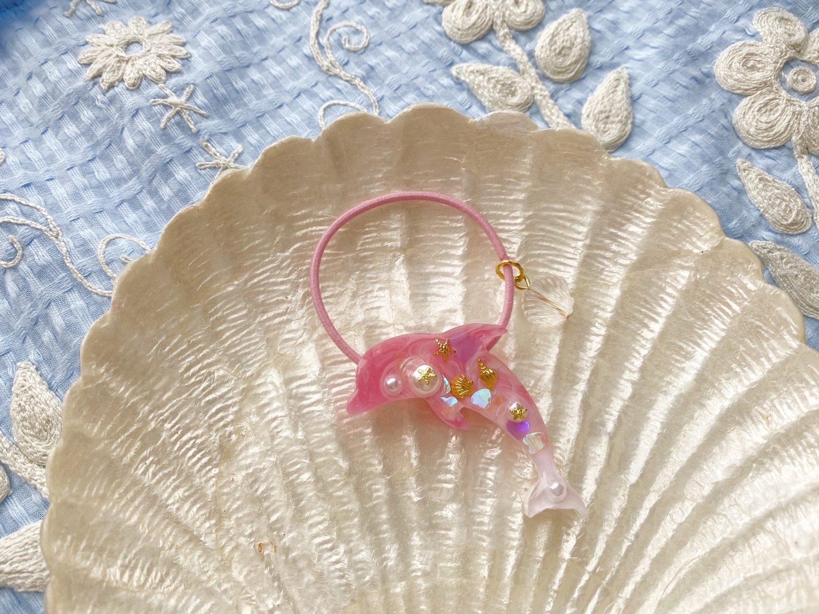 キッズ レジン sea collection イルカ dolphin ヘアゴム pink dolphin