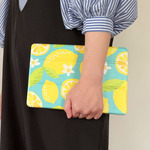 手帳型iPadケース【レモン】三折りスタンド機能付プラケースタイプ