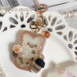 【訳あり】おしゃれカフェタイム☕️✨️ブラウンくまちゃん🧸  シャカシャカキーホルダー シェイカーキーホルダー レジンキーホルダー ハンドメイド 1点