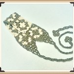 【セール対象】♡モチーフ繋ぎヘアバンド♡GLAY＆WHITE 後ろで結ぶタイプ
