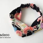着物ターバン（黒、菊、梅、松）