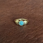 真鍮リング×ターコイズ　ハートモチーフ　7号