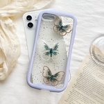 【刺繍バタフライ】  押し花スマホケース　スマホケース　ソフトケース　バンパーケース　14 13 13pro 12 12mini 7 8 SE2 X android AQUOS 蝶　バタフライ　刺繍