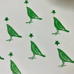 消しゴムはんこ「小鳥と一番星]