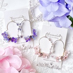 《全2色》紫陽花 ビジュー ハートフープ ピアス/イヤリング