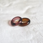 [2個セット]  Bordeaux brown ダブルガラス リング  clear glass ring