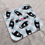 タキシード猫推しのミニハンカチタオル（ブルーチェック ねこ）