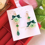 数量限定❣️ asymmetry 薔薇 ジルコニア クリスタル ハンドメイドピアス イヤリング レディース お洒落 