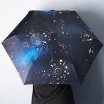 雨の中でも星空の世界を楽しめる、天体総柄（シルバー） 晴雨兼用 折りたたみ傘・日傘（外側プリント）