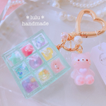 猫ちゃんのHappyゼリーBoxキーホルダー　ハンドメイドレジン　キーホルダー　ハンドメイドキーホルダー　シャカシャカキーホルダー　シャカシャカ　シェイカー　猫　ゼリー