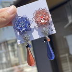 芳月下美人 夜空＆夕焼け 💙‪🧡‬‪揺れる ピアス イヤリング
