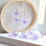 オリジナル商品★4個ドロップ、しずくのガラスシャボン玉　パープル×レインボー
