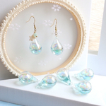 オリジナル商品★4個ドロップ、しずくのガラスシャボン玉　ミントブルー×レインボー