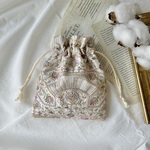 インド刺繍生地の巾着ポーチ