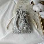 インド刺繍生地の巾着ポーチ　ミニサイズ