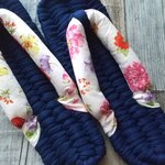 布ぞうり：濃紺25cm/ flower garden