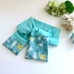 ご注文品Libertyパッチ3wayガーゼマフラータオル*ネッククーラー*リバティ*わんちゃん*ドック*アクアブルー*汗拭き*大人可愛い色*日よけ*保冷剤