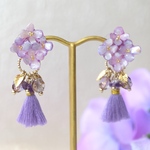 《紫陽花💠》Shell Flower🪻Tassel Pierce / Earring ◇ Purple💜/シェル / 14kgf有り