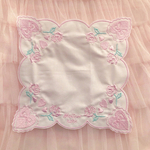 刺繍　インテリアクロス　バラハート柄　LtPK