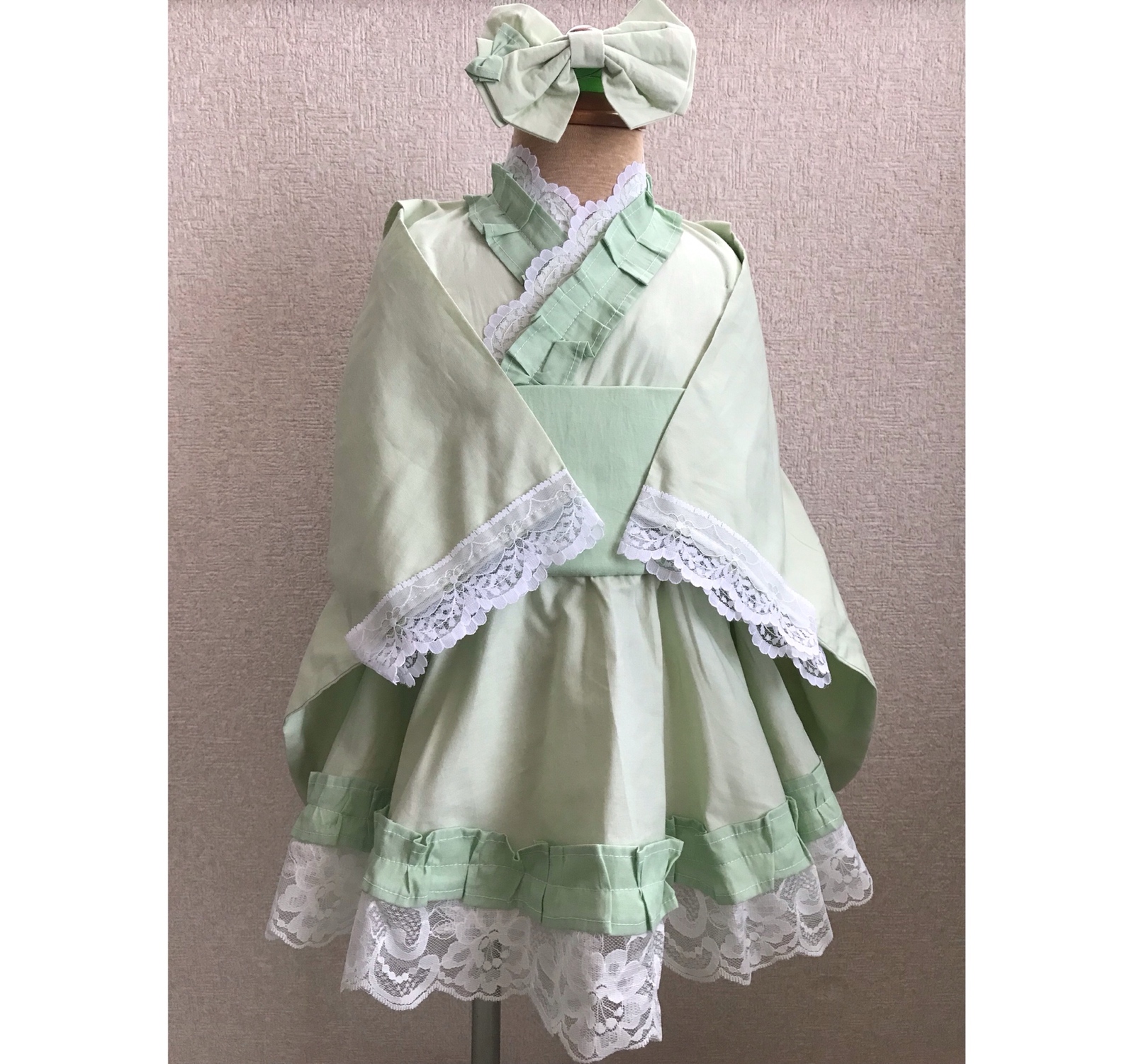 . ̫ .様♡浴衣ドレス♡ハンドメイド Amazon.co.jp: 白レース付き女の子用浴衣ドレス H690 SMサイズ
