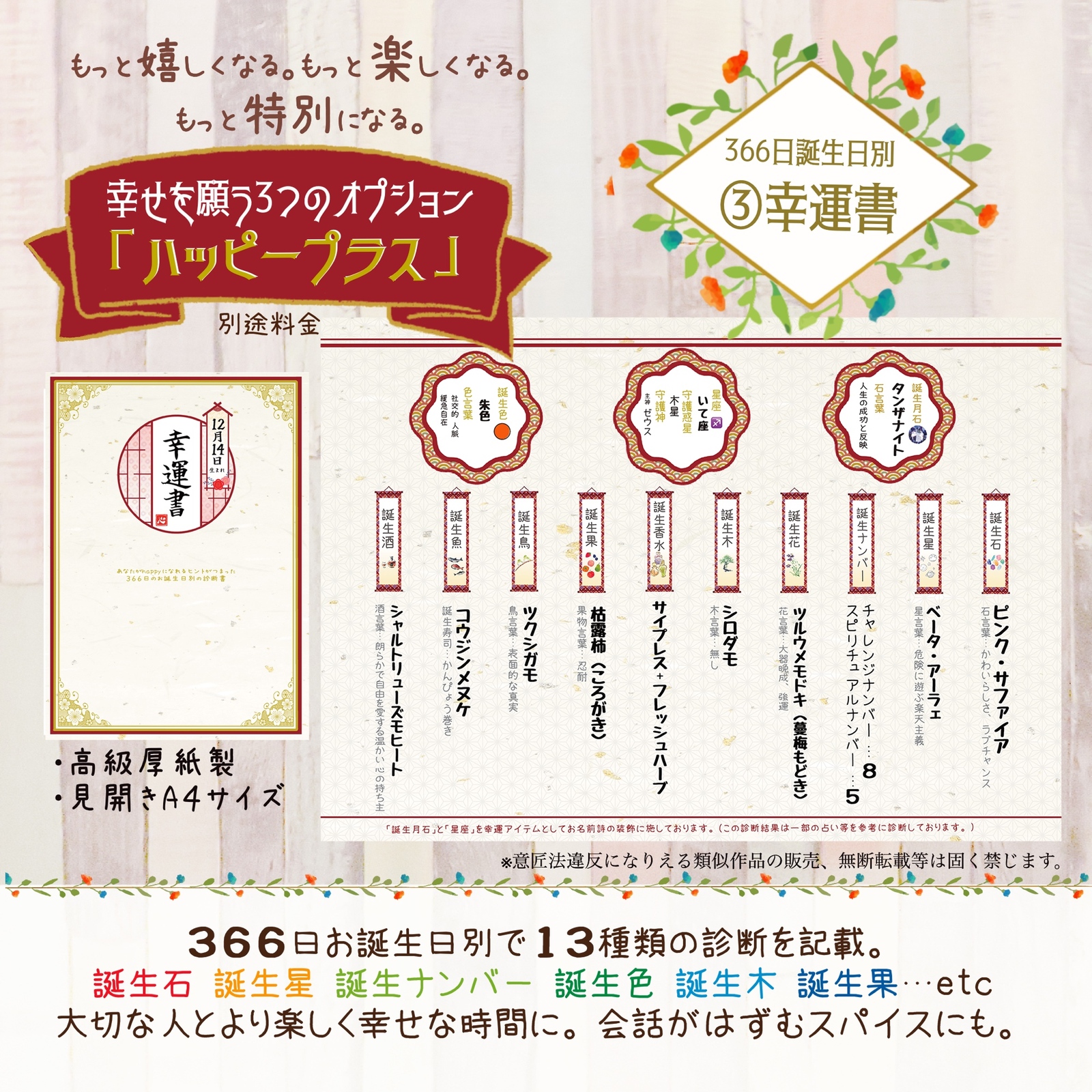 日本名前詩協会認定☆カスタマイズが楽しい お名前詩（ポエム） 席札