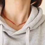 小さな天然石カーネリアンマンテルネックレス