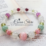 №20080【 魅力を高める 】（ ピンクオパール ムーンストーン インカローズ ペリドット ルビー 翡翠 ） 天然石 ブレスレット