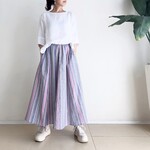 8枚はぎスカート　* Cotton Linen Candy stripe *