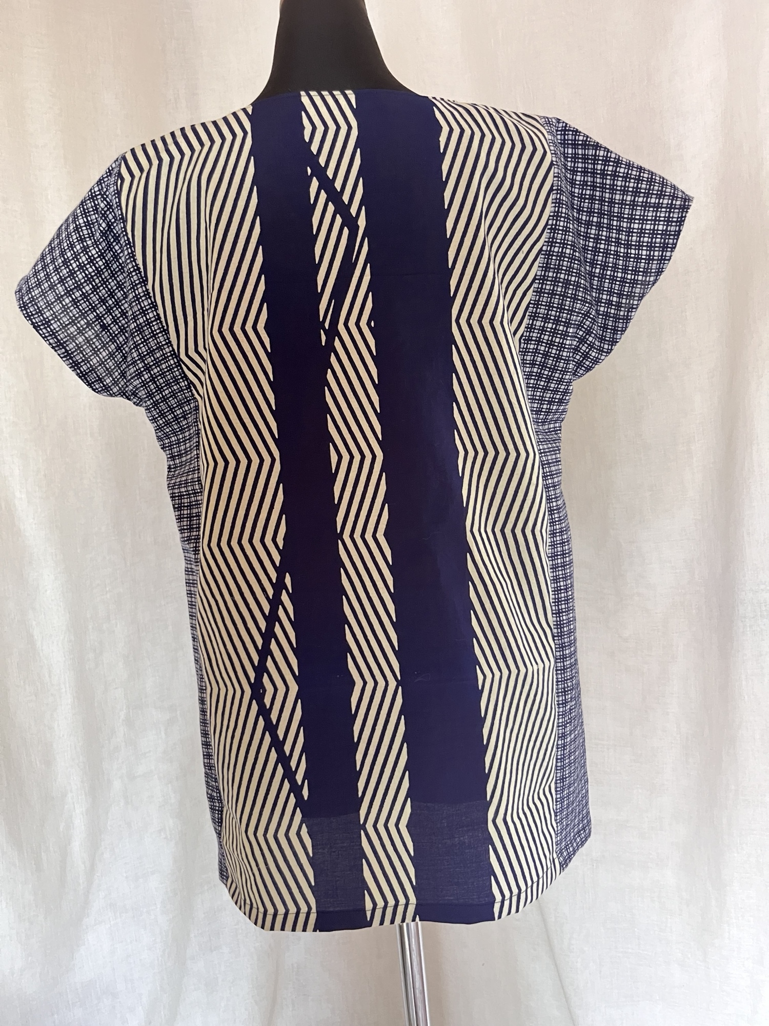 浴衣リメイク チュニック 本染 綿 幾何学 着物リメイク