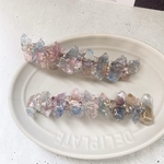 10cm ロングバレッタ「夕焼けから夜に染まる冬空」鉱石レジン レジン  細身 バレッタ ロング バレッタ 華奢 シンプル 《SALE》