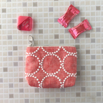 mina perhonen タンバリン ミニ ポーチ　深型　12  レッド　ミナペルホネン の刺繍生地