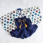 70/ふうせん袴（抹茶)＊もくもくフラワー柄 着物✧˖°⌖꙳✧˖°ベビー袴/男の子女の子