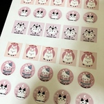THANK YOU シール 猫 ピンクパステル 北欧デザイン（四角型・丸形）