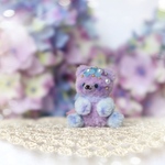 紫陽花クマさん 紫×水色 ミニチュア テディベア ドール