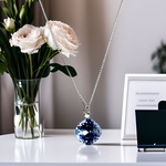 SWAROVSKI ライトサファイ12mm クッション型 ネックレス ロジウムカラー 