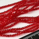 KB036☆お得2連セット☆2x3mm☆カットガラスビーズ☆ボタンカット☆1連約36cm☆赤