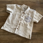 【刺繍生地ポケット】キナリのお洒落シャツ(受注製作)