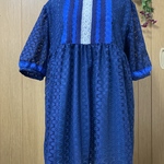 ネイビー綿刺繍レースのチュニックワンピース